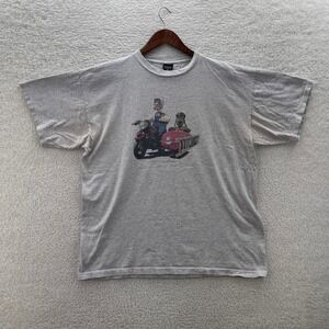 Vintage Wallace and Gromit Shirt Mens XL Gray PolyGram Motorcycle Sidecar 1989